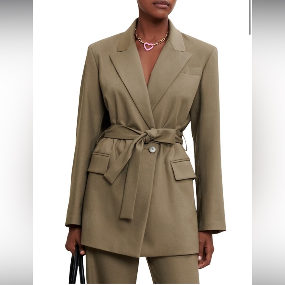 Maje Tie Waisted Belted Blazer